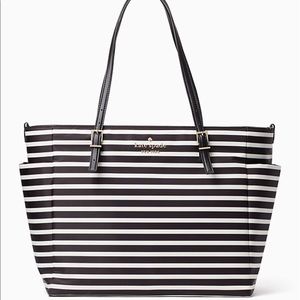 Kate spade black and white striped diaper bag